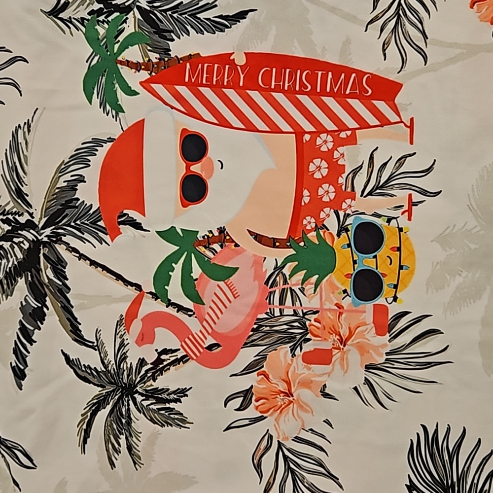 Tropical Santa with a surfboard flamingos pineapple lights ALOHA Christmas Lrg. - Picture 2 of 7